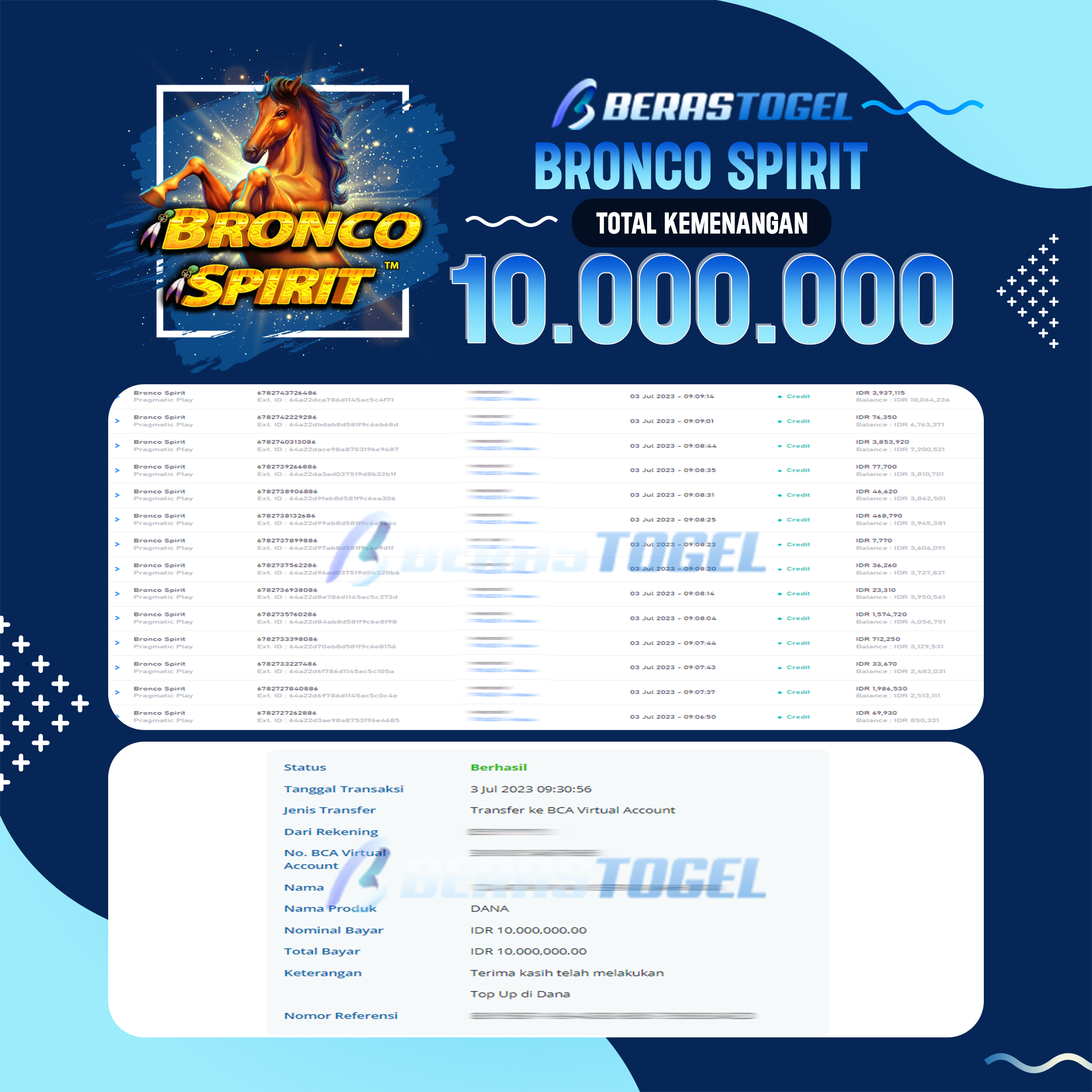 BUKTI JACKPOT SLOT BERASTOGEL BRONCO SPIRIT